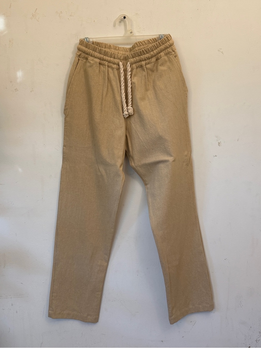 NWT Tan Drawstring Casual Cotton Summer Pants S